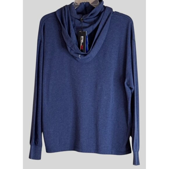 RLX Ralph Lauren Women's Quarter Zip Hooded Pullover Jacket Top Navy Size M NWT - Picture 2 of 6